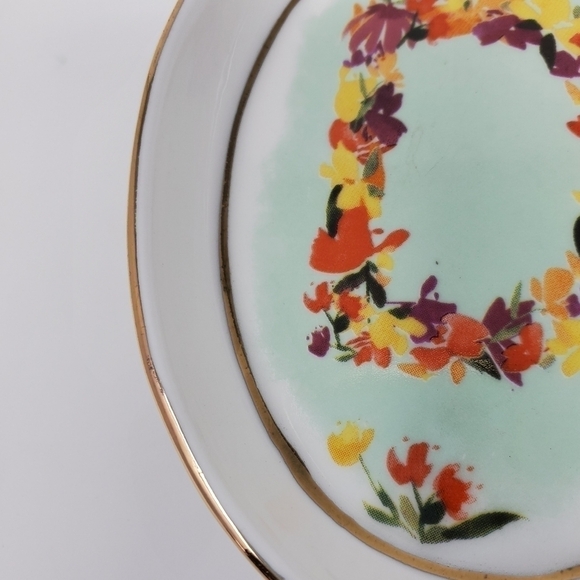 ANTHROPOLOGIE KIANA MOSLEY MONOGRAM TRINKET DISH INITIAL "D" FLOWERS MONOGRAM - Picture 6 of 10